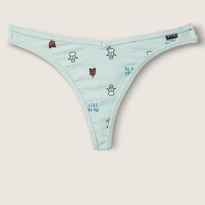 ⛄ VS PINK Snowmen & Campfires Winter Cotton Thong NWT